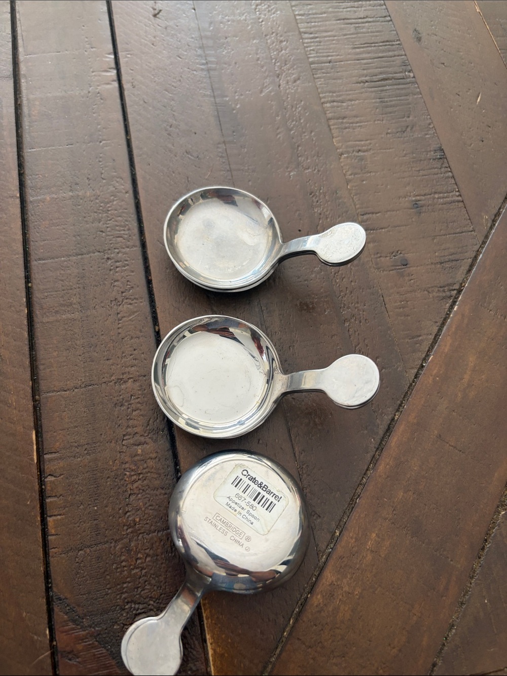 set of 6 crate&barrel appetizer spoons silver